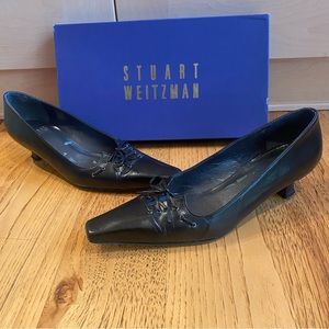 Stuart Weitzman Lace Up Kitten Heel Pumps